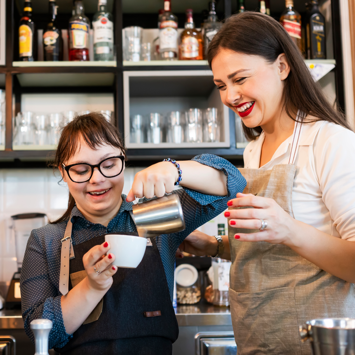 Women working at cafe